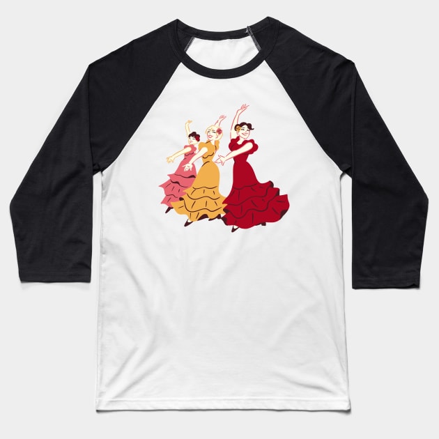 Women dance flamenco. Baseball T-Shirt by BlashkaShop